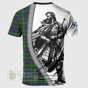 Tartan Vibes Clothing Rollo Tartan Clan Crest T-Shirt with Highlander Warrior Celtic Style