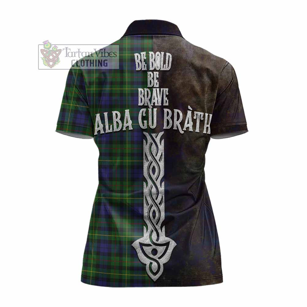 Tartan Vibes Clothing Rollo Tartan Family Crest Women's Polo Shirt Alba Gu Brath Be Brave Lion Ancient Style