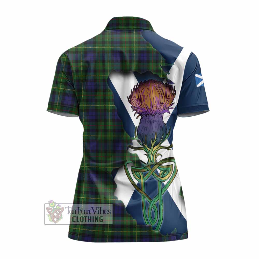 Tartan Vibes Clothing Rollo Tartan Family Crest Women's Polo Shirt Scottish Thistle Celtic Inspired