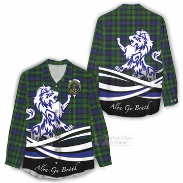 Tartan Vibes Clothing Rollo Tartan Women's Casual Shirt with Alba Gu Brath Regal Lion Emblem