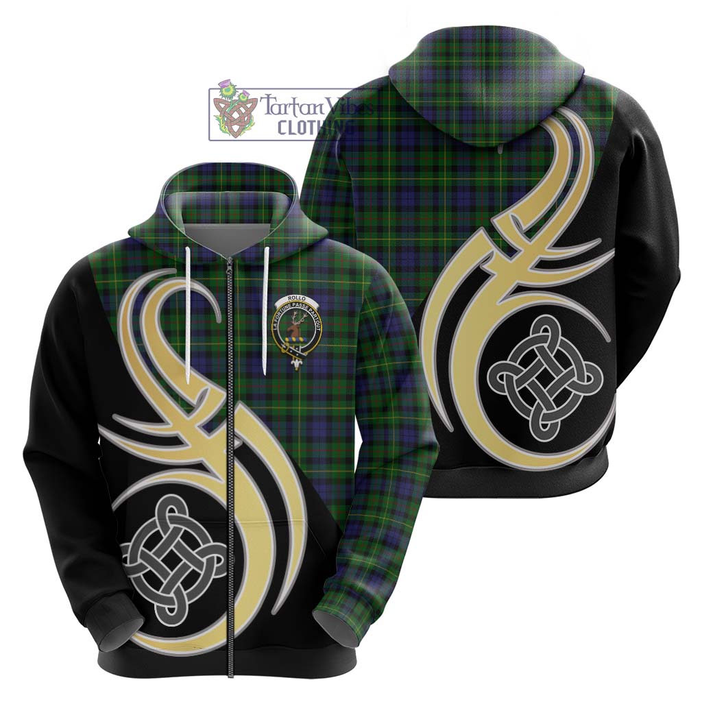Rollo Tartan Hoodie with Family Crest and Celtic Symbol Style - Tartan Vibes Clothing