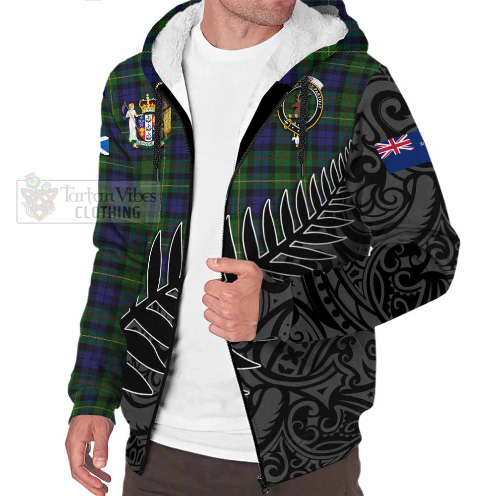 Tartan Vibes Clothing Rollo Crest Tartan Sherpa Hoodie with New Zealand Silver Fern Half Style