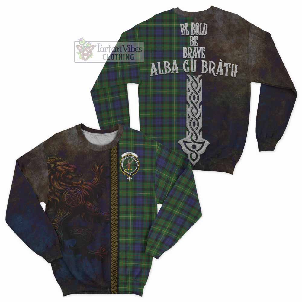 Tartan Vibes Clothing Rollo Tartan Family Crest Sweatshirt Alba Gu Brath Be Brave Lion Ancient Style