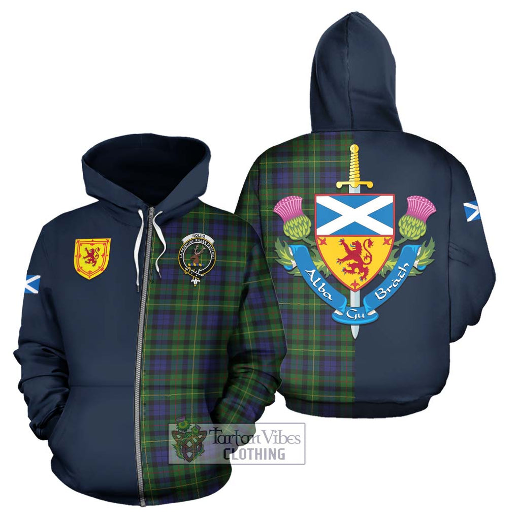 Tartan Vibes Clothing Rollo Tartan Hoodie with Scottish Lion Royal Arm Half Style