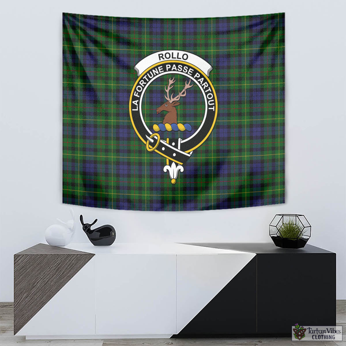 Rollo Tartan Tapestry Wall Hanging and Home Decor for Room with Family Crest - Tartan Vibes Clothing