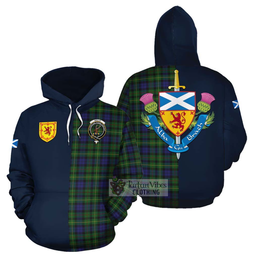 Rollo Tartan Cotton Hoodie Alba with Scottish Lion Royal Arm Half Style Zip Hoodie - Tartan Vibes Clothing