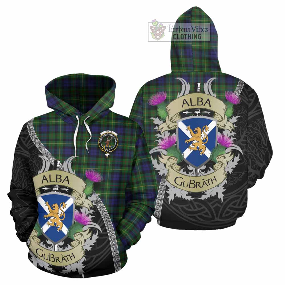 Tartan Vibes Clothing Rollo Tartan Family Crest Hoodie Lion Rampant Royal Thistle Shield Celtic Inspired