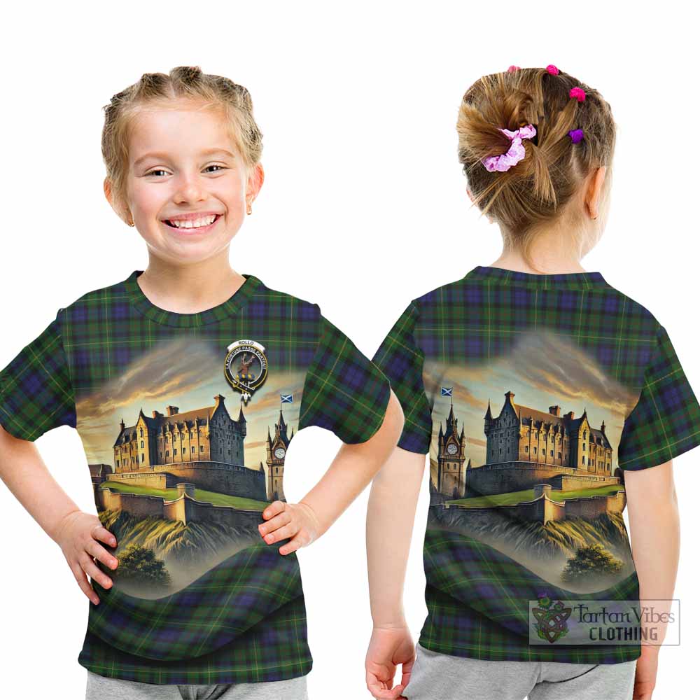Tartan Vibes Clothing Rollo Tartan Family Crest Kid T-Shirt with Scottish Ancient Castle Style