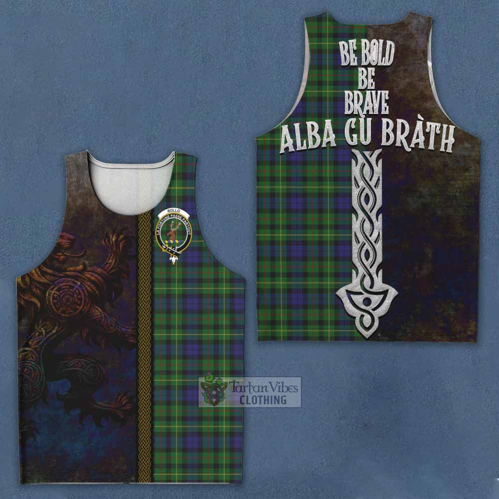 Tartan Vibes Clothing Rollo Tartan Family Crest Men's Tank Top Alba Gu Brath Be Brave Lion Ancient Style