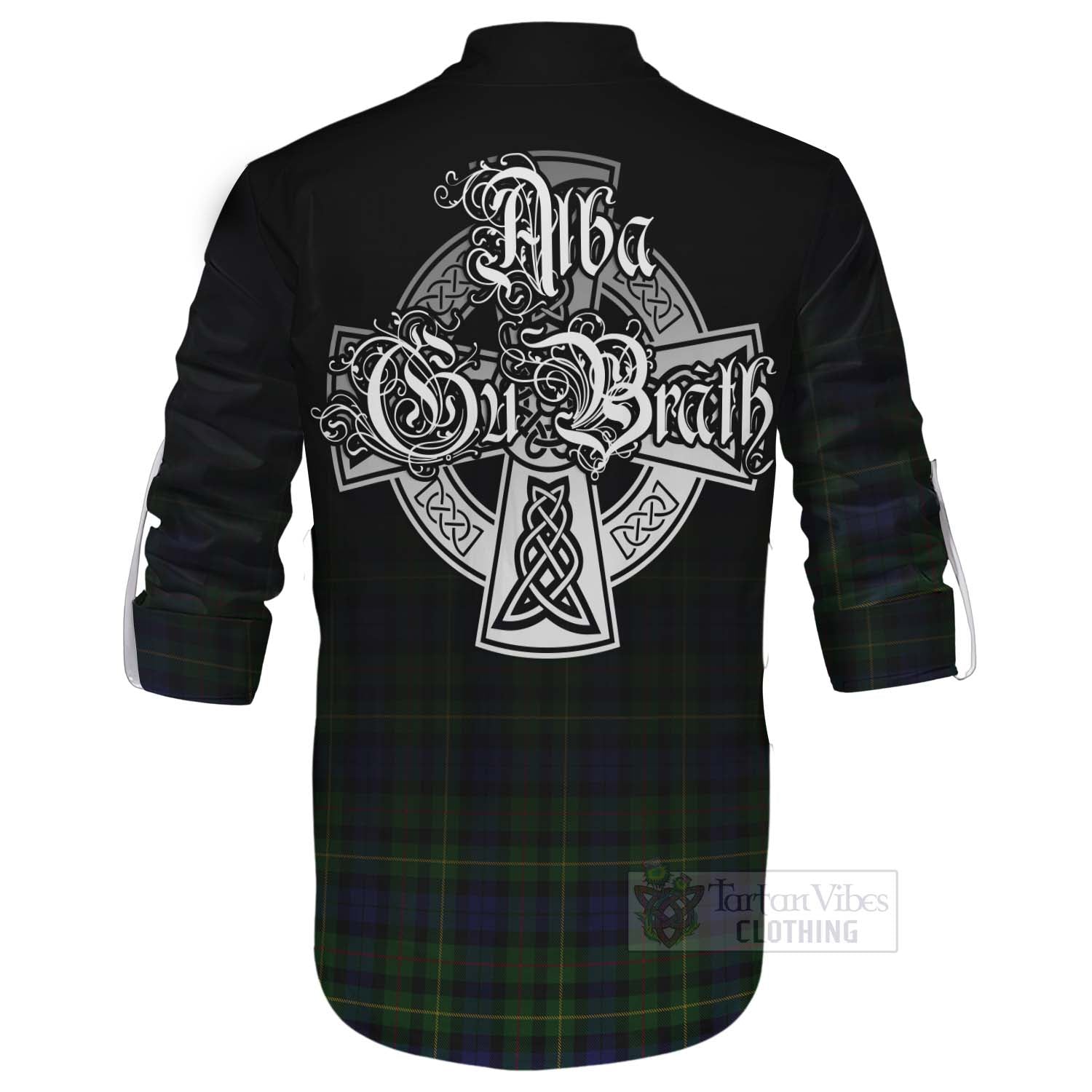 Tartan Vibes Clothing Rollo Tartan Ghillie Kilt Shirt Featuring Alba Gu Brath Family Crest Celtic Inspired