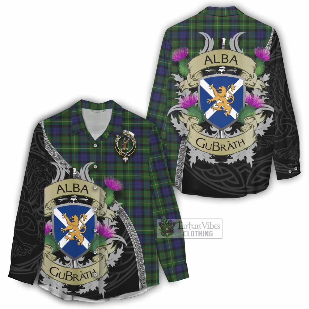 Tartan Vibes Clothing Rollo Tartan Family Crest Women's Casual Shirt Lion Rampant Royal Thistle Shield Celtic Inspired