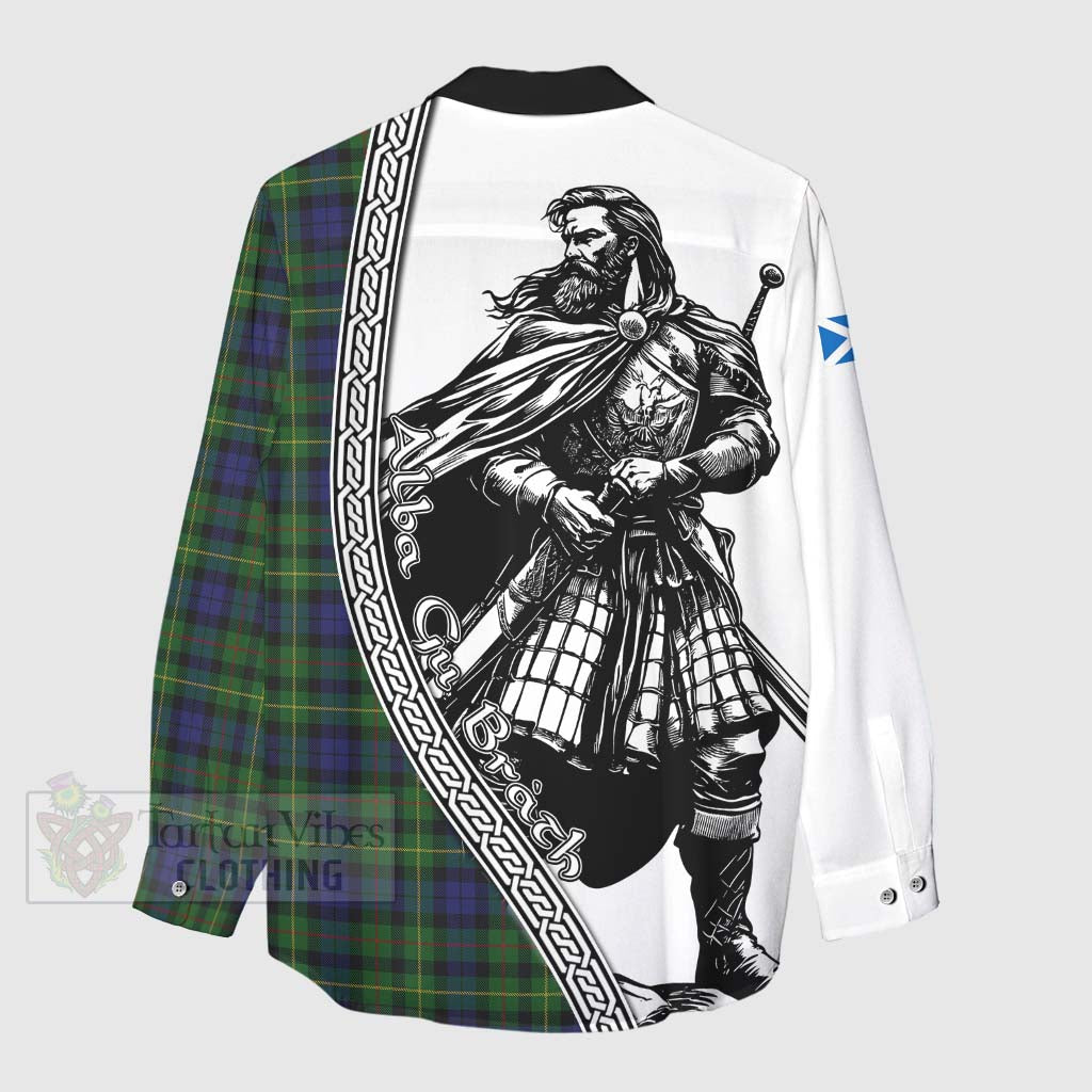 Tartan Vibes Clothing Rollo Tartan Clan Crest Women's Casual Shirt with Highlander Warrior Celtic Style