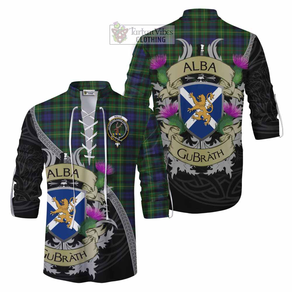 Tartan Vibes Clothing Rollo Tartan Family Crest Ghillie Kilt Shirt Lion Rampant Royal Thistle Shield Celtic Inspired