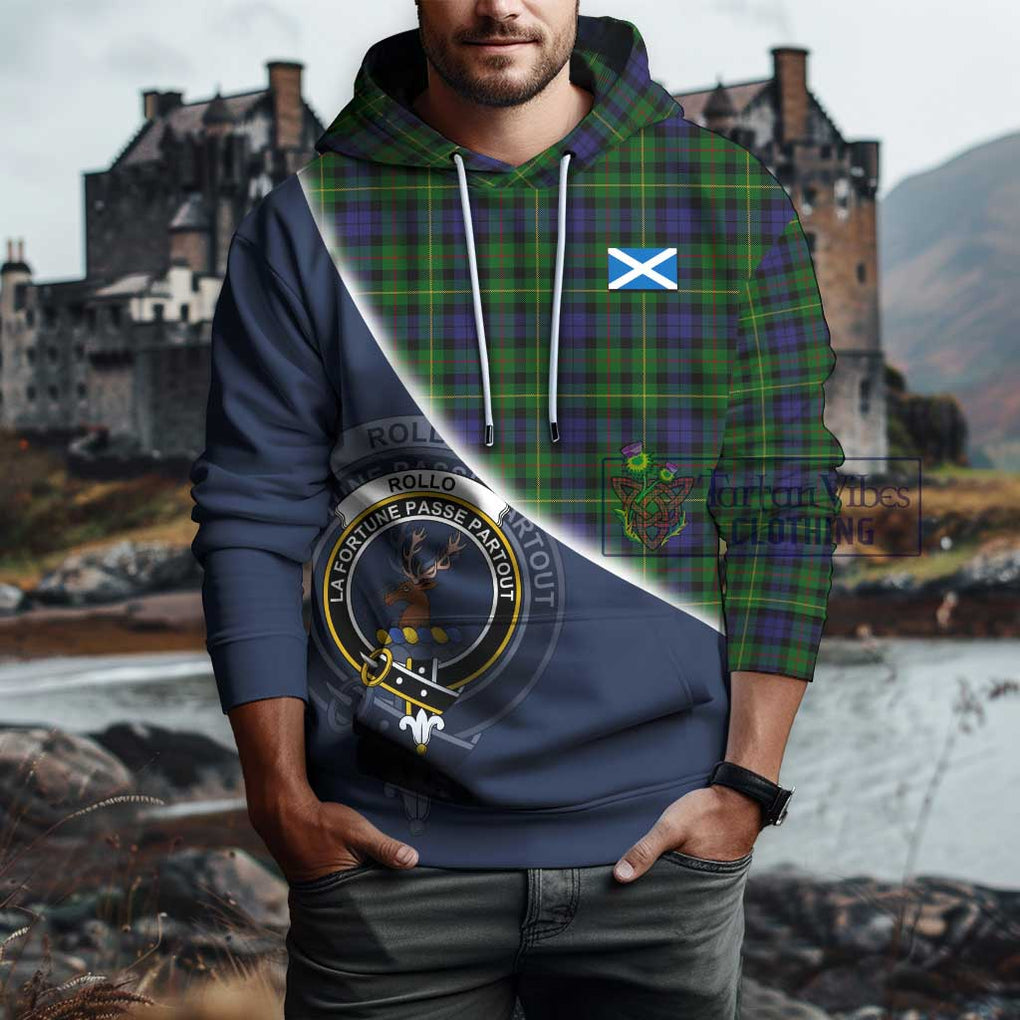 Rollo Tartan Hoodie with Personalised National Flag and Family Crest Half Style - Tartanvibesclothing Shop