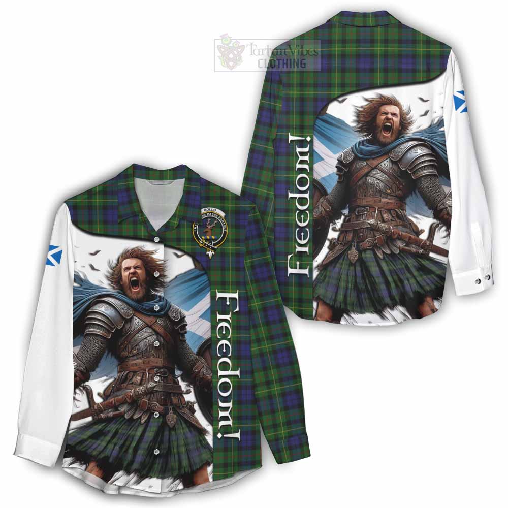 Tartan Vibes Clothing Rollo Crest Tartan Women's Casual Shirt Inspired by the Freedom of Scottish Warrior