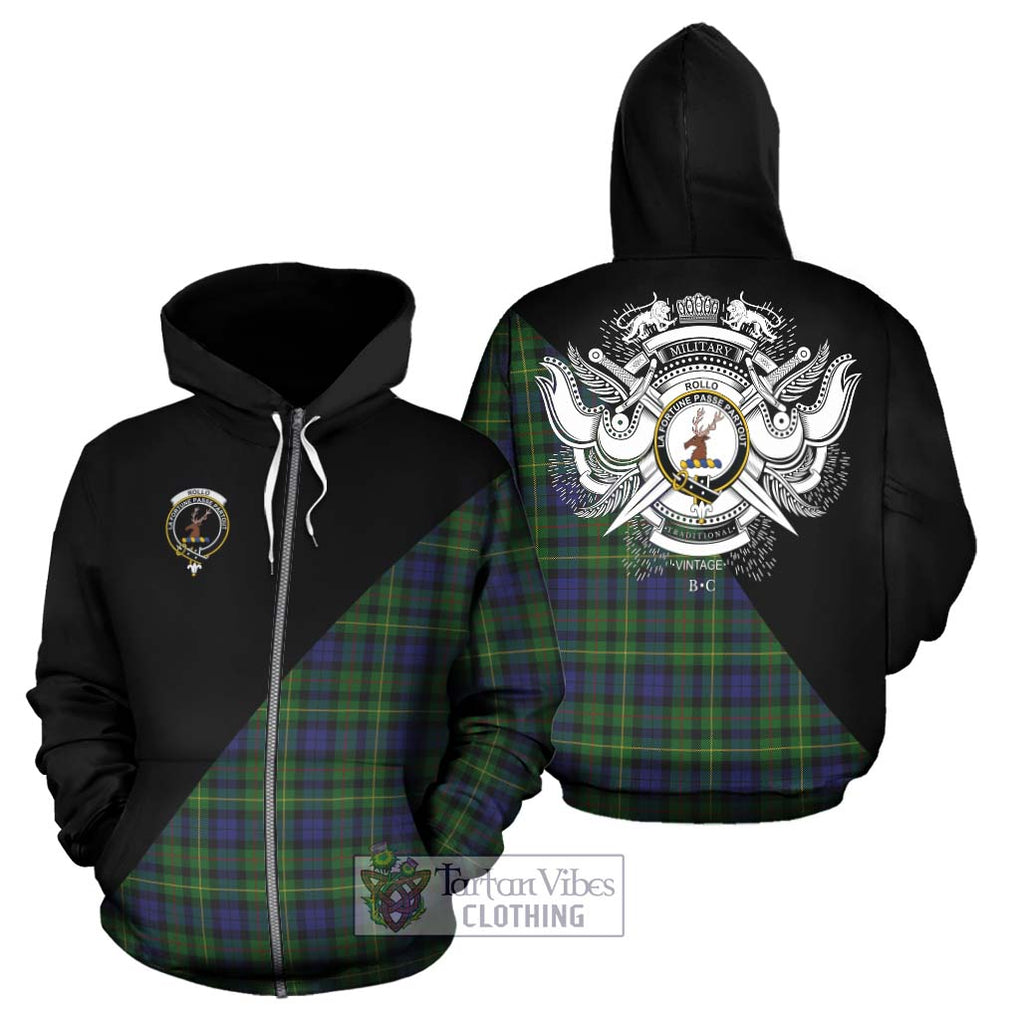 Rollo Tartan Hoodie with Family Crest and Military Logo Style - Tartanvibesclothing Shop
