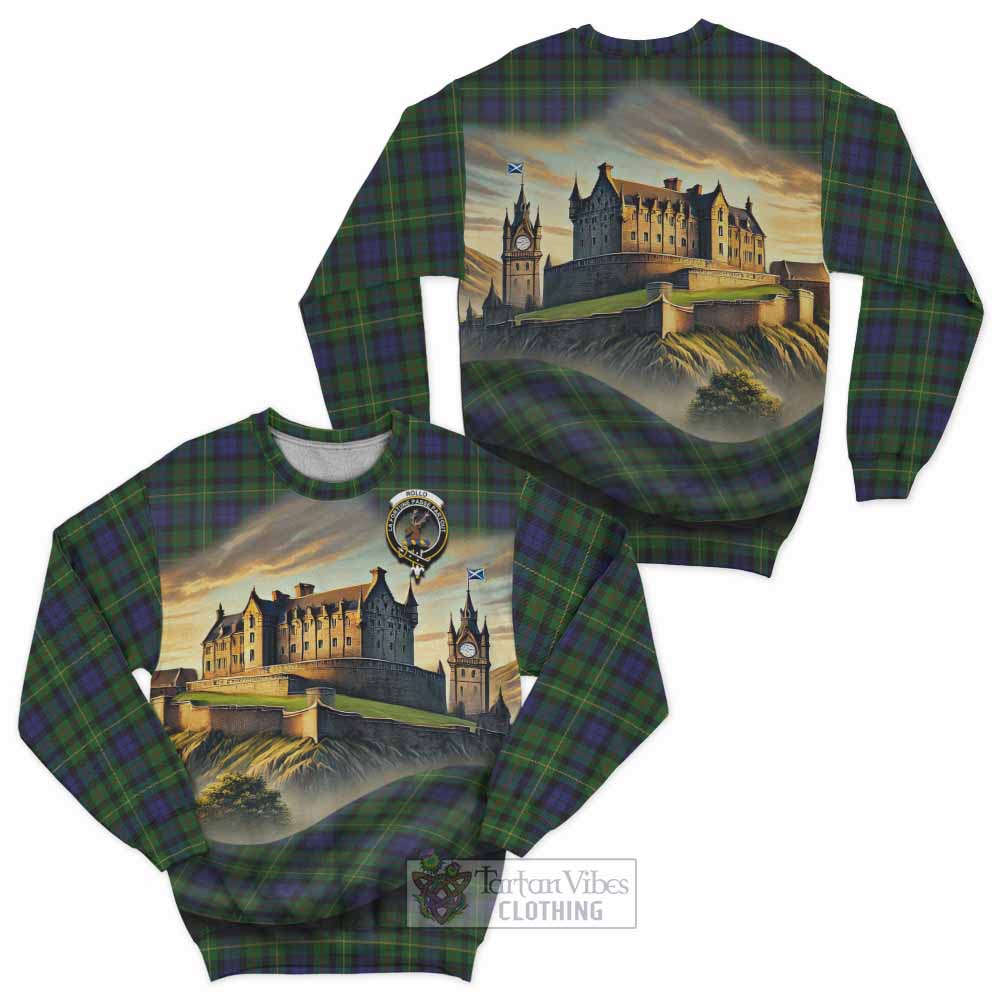 Tartan Vibes Clothing Rollo Tartan Family Crest Sweatshirt with Scottish Ancient Castle Style