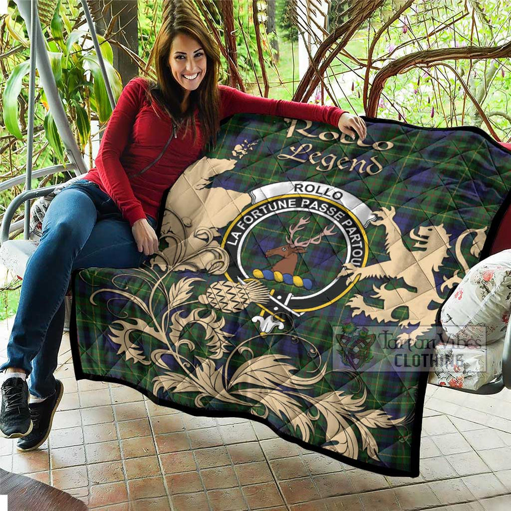 Tartan Vibes Clothing Rollo Tartan Quilt with Family Crest and Scottish Symbol Style