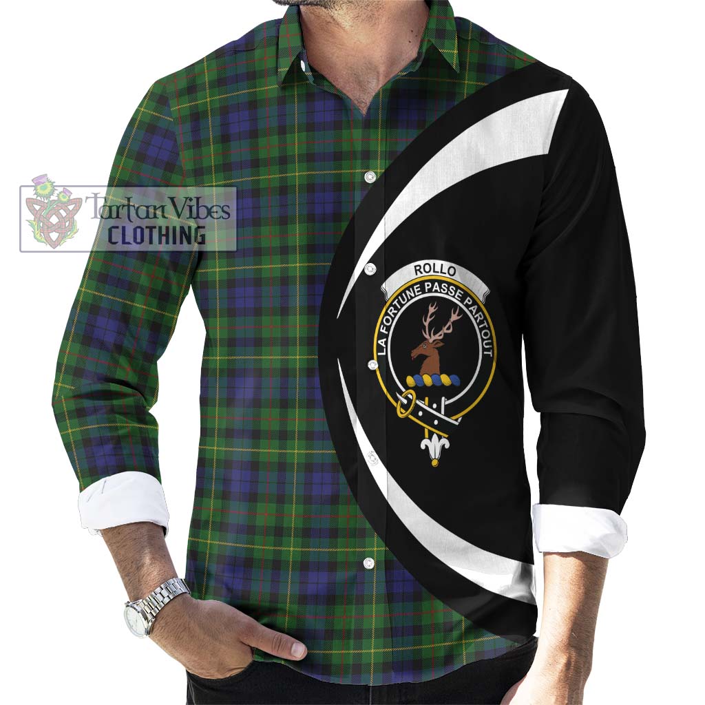 Rollo Tartan Long Sleeve Button Up with Family Crest Circle Style - Tartan Vibes Clothing