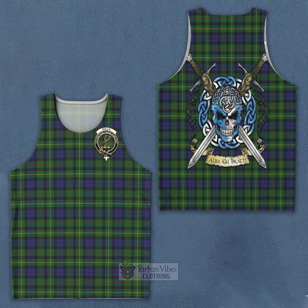 Tartan Vibes Clothing Rollo Tartan Men's Tank Top with Family Crest Celtic Skull Style