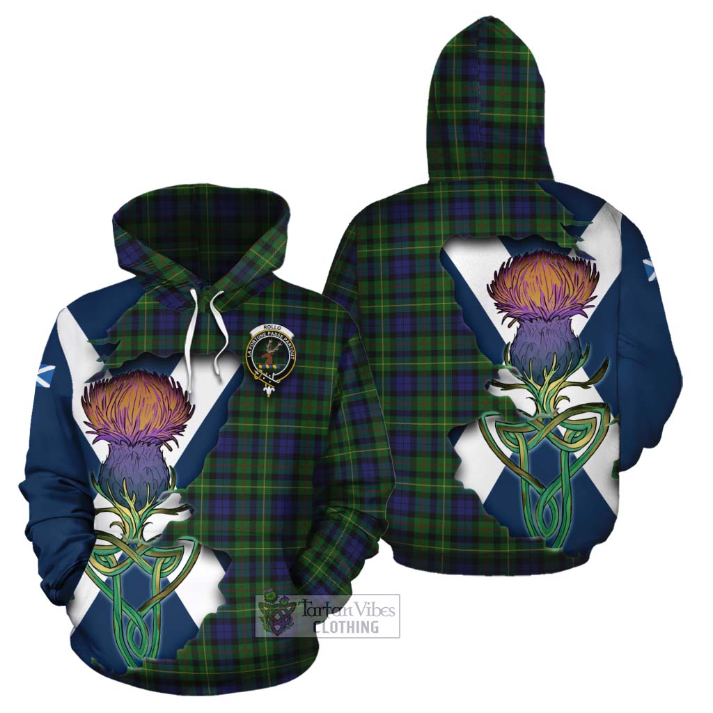 Tartan Vibes Clothing Rollo Tartan Family Crest Cotton Hoodie Scottish Thistle Celtic Inspired