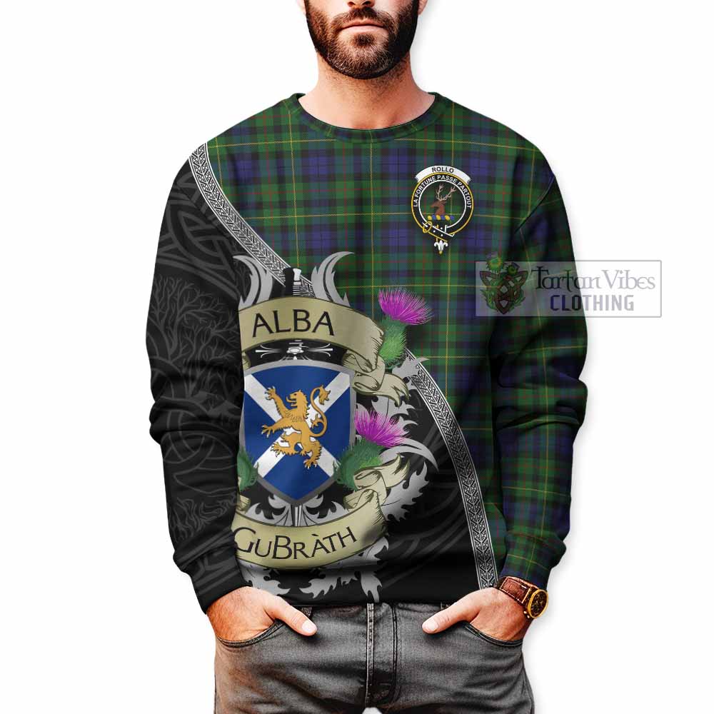 Tartan Vibes Clothing Rollo Tartan Family Crest Sweatshirt Lion Rampant Royal Thistle Shield Celtic Inspired