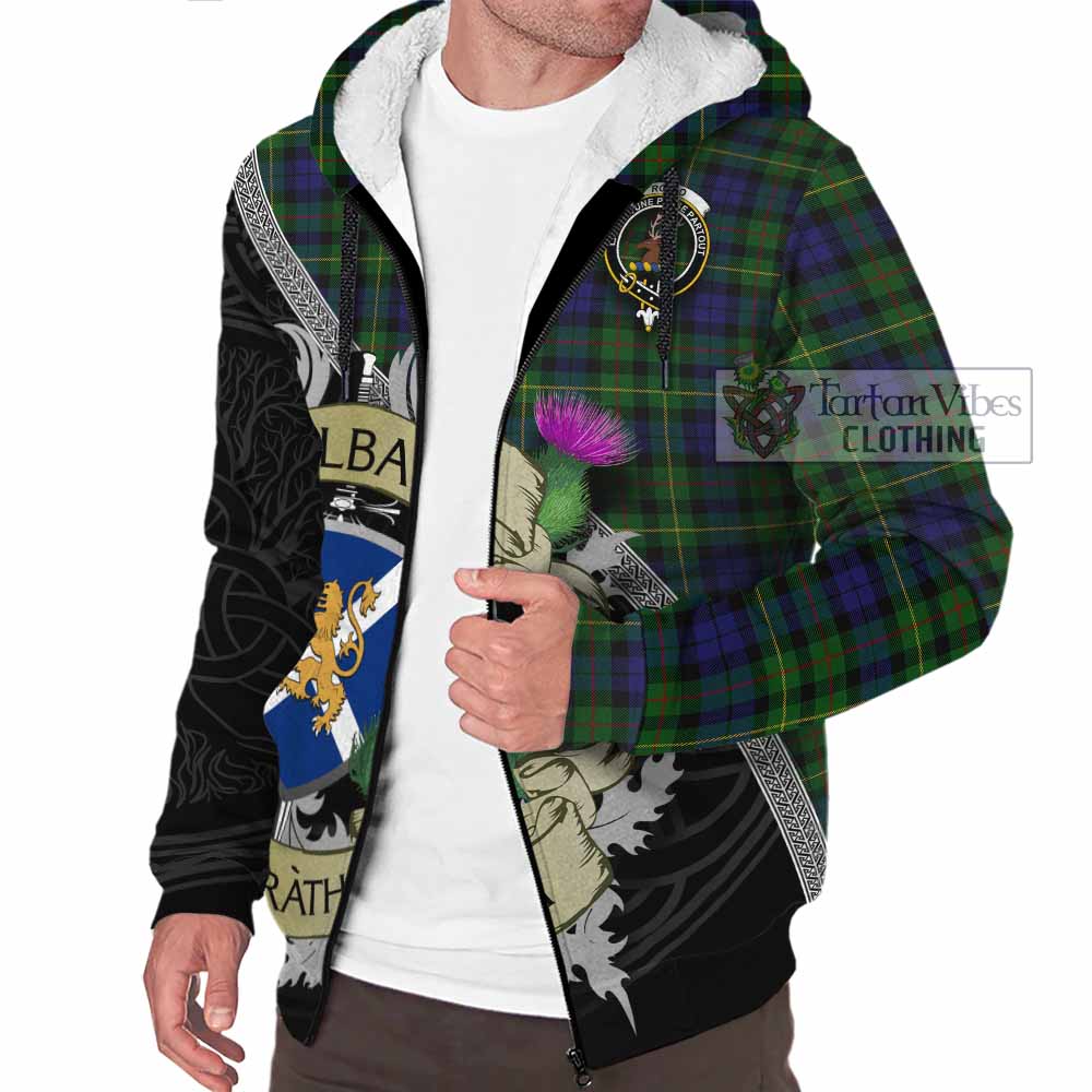Tartan Vibes Clothing Rollo Tartan Family Crest Sherpa Hoodie Lion Rampant Royal Thistle Shield Celtic Inspired