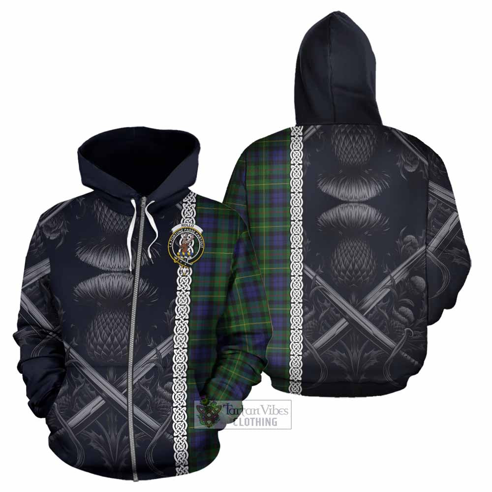 Tartan Vibes Clothing Rollo Tartan Hoodie with Family Crest Cross Sword Thistle Celtic Vibes