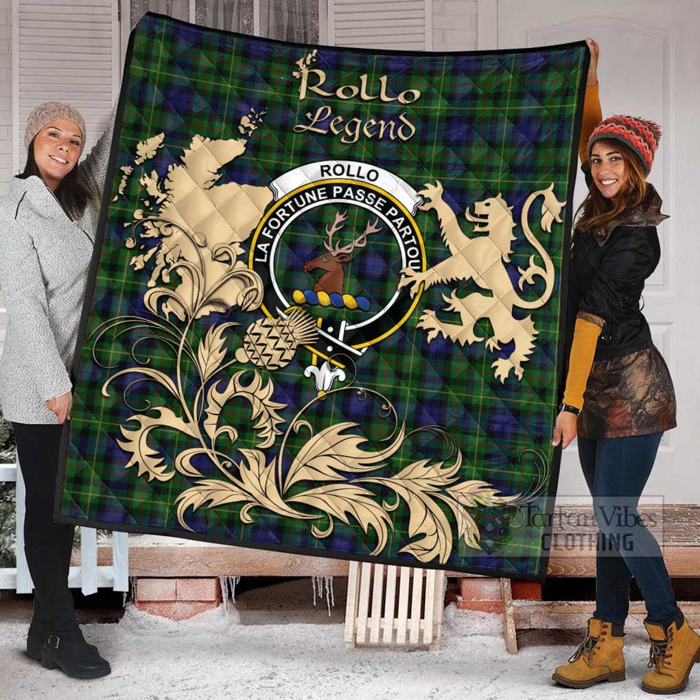 Tartan Vibes Clothing Rollo Tartan Quilt with Family Crest and Scottish Symbol Style