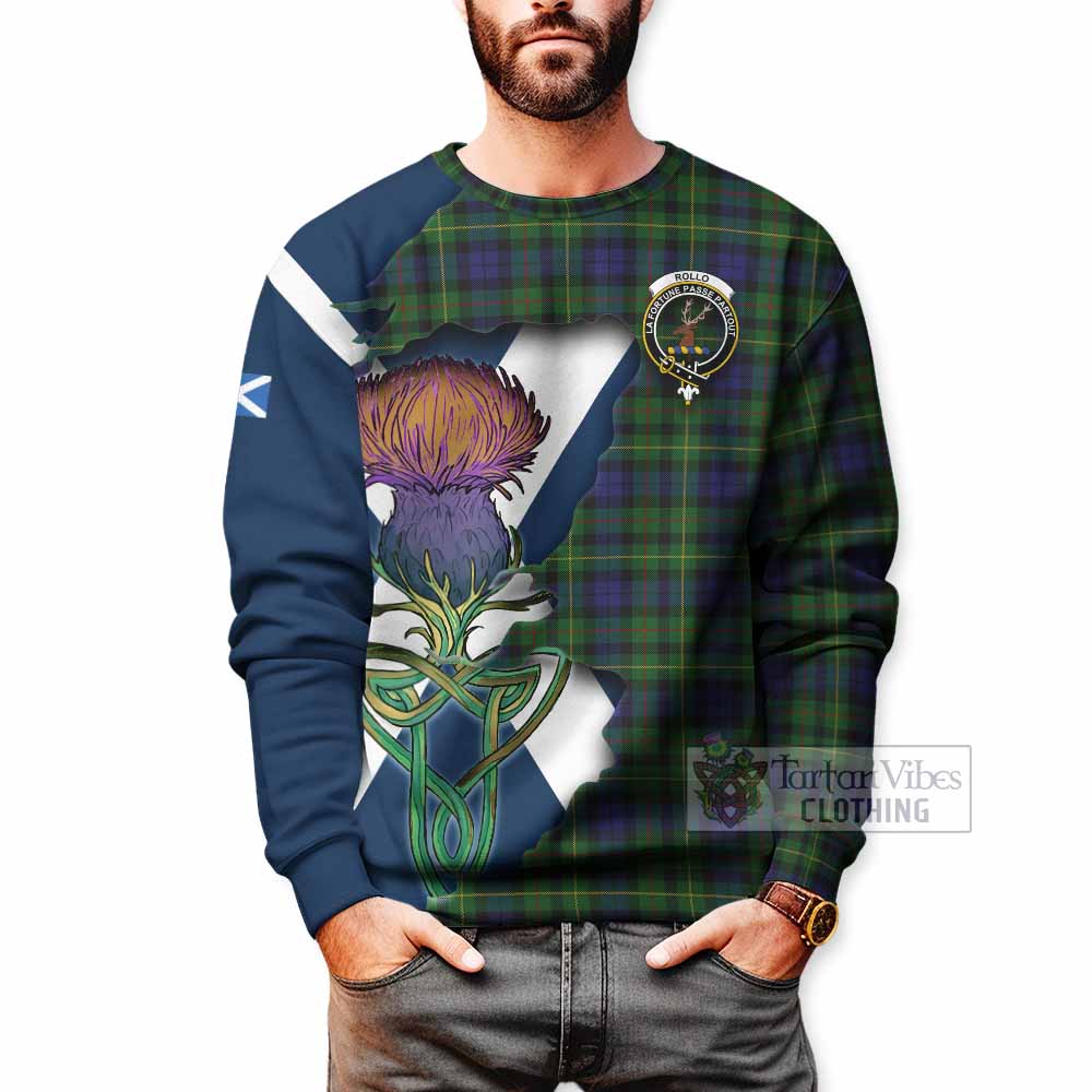Tartan Vibes Clothing Rollo Tartan Family Crest Sweatshirt Scottish Thistle Celtic Inspired
