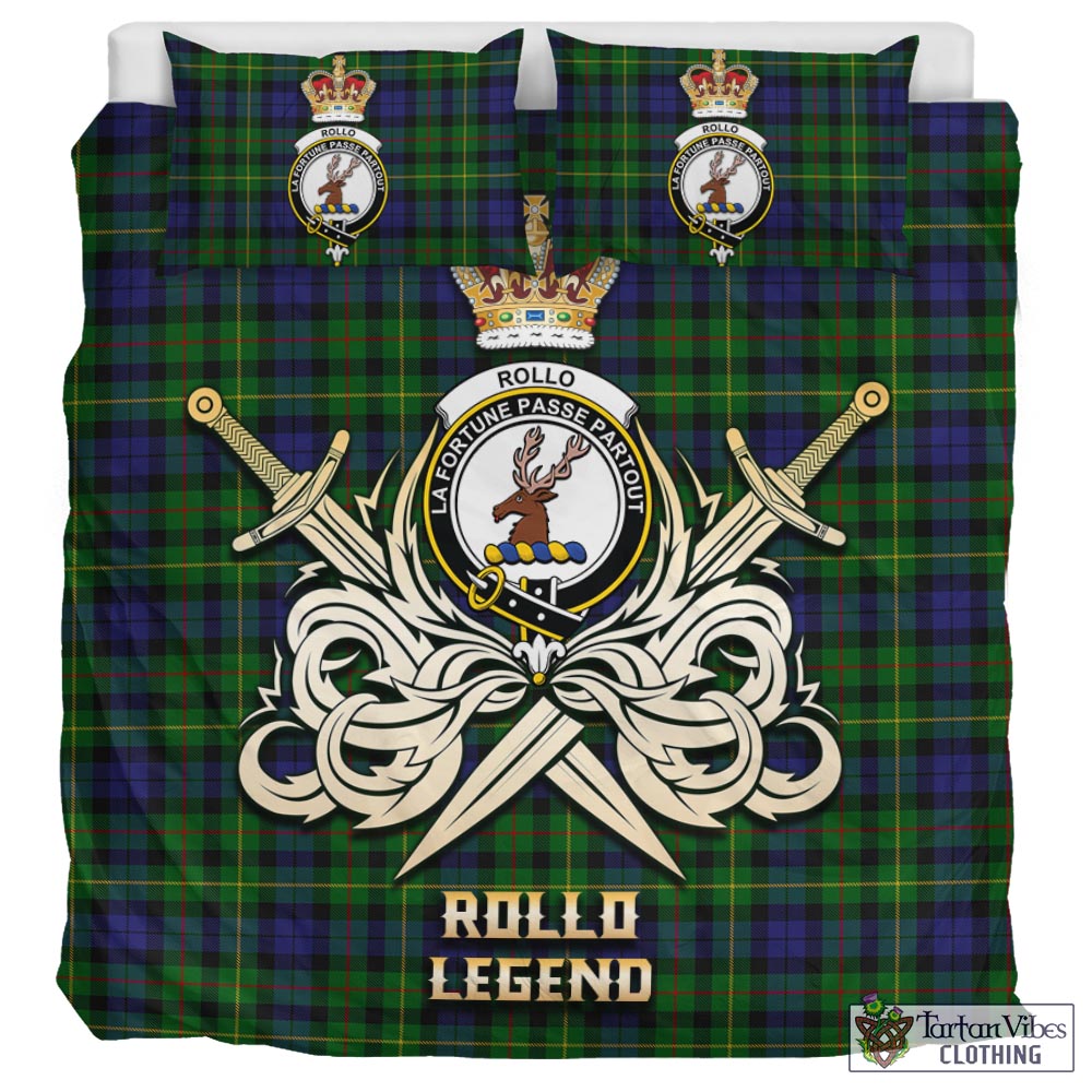 Tartan Vibes Clothing Rollo Tartan Bedding Set with Clan Crest and the Golden Sword of Courageous Legacy
