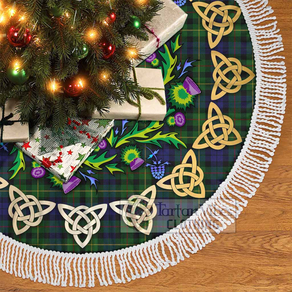 Rollo Tartan Christmas Tree Skirt with Thistle Celtic Knot Style - Tartan Vibes Clothing