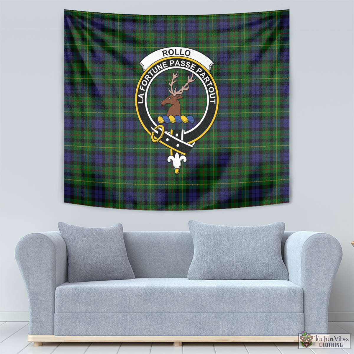 Rollo Tartan Tapestry Wall Hanging and Home Decor for Room with Family Crest - Tartan Vibes Clothing