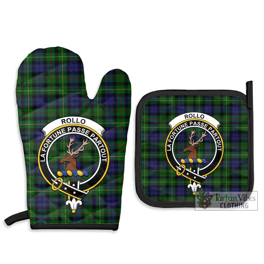 Rollo Tartan Combo Oven Mitt & Pot-Holder with Family Crest Combo 1 Oven Mitt & 2 Pot-Holder Black - Tartan Vibes Clothing