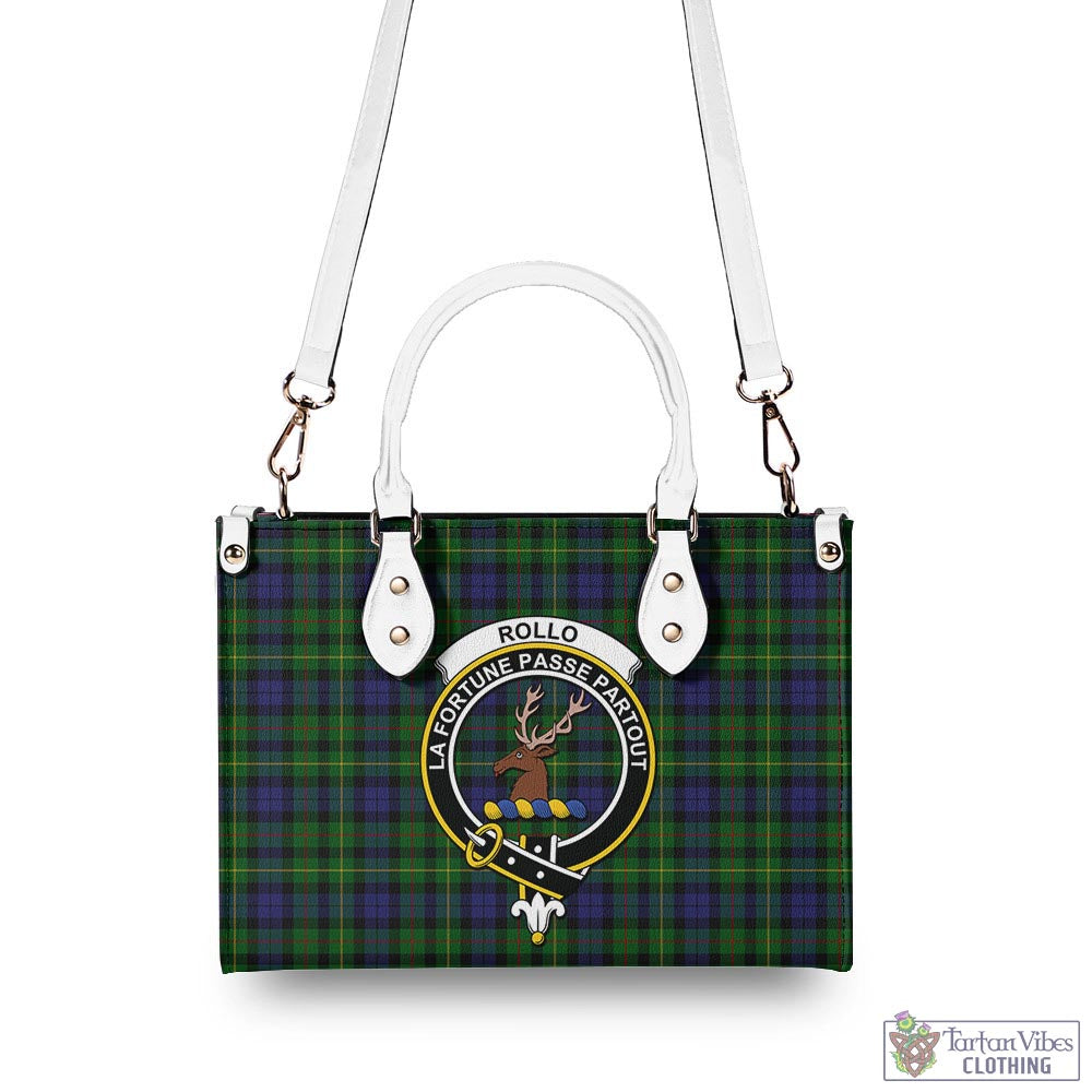 Tartan Vibes Clothing Rollo Tartan Luxury Leather Handbags with Family Crest