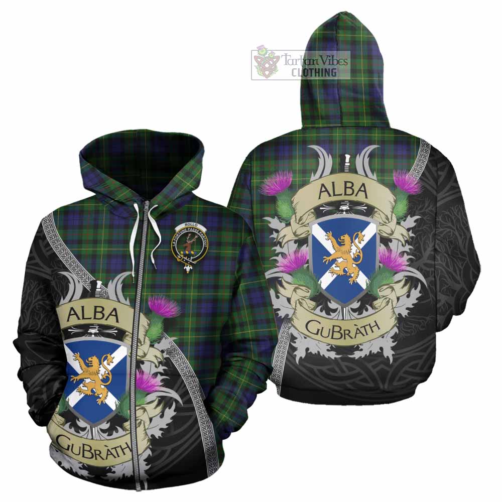 Tartan Vibes Clothing Rollo Tartan Family Crest Hoodie Lion Rampant Royal Thistle Shield Celtic Inspired