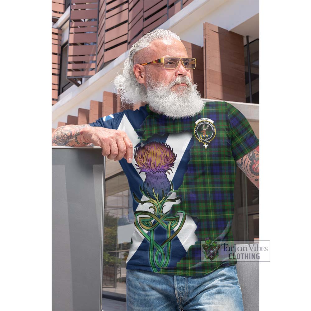 Tartan Vibes Clothing Rollo Tartan Family Crest Cotton T-shirt Scottish Thistle Celtic Inspired