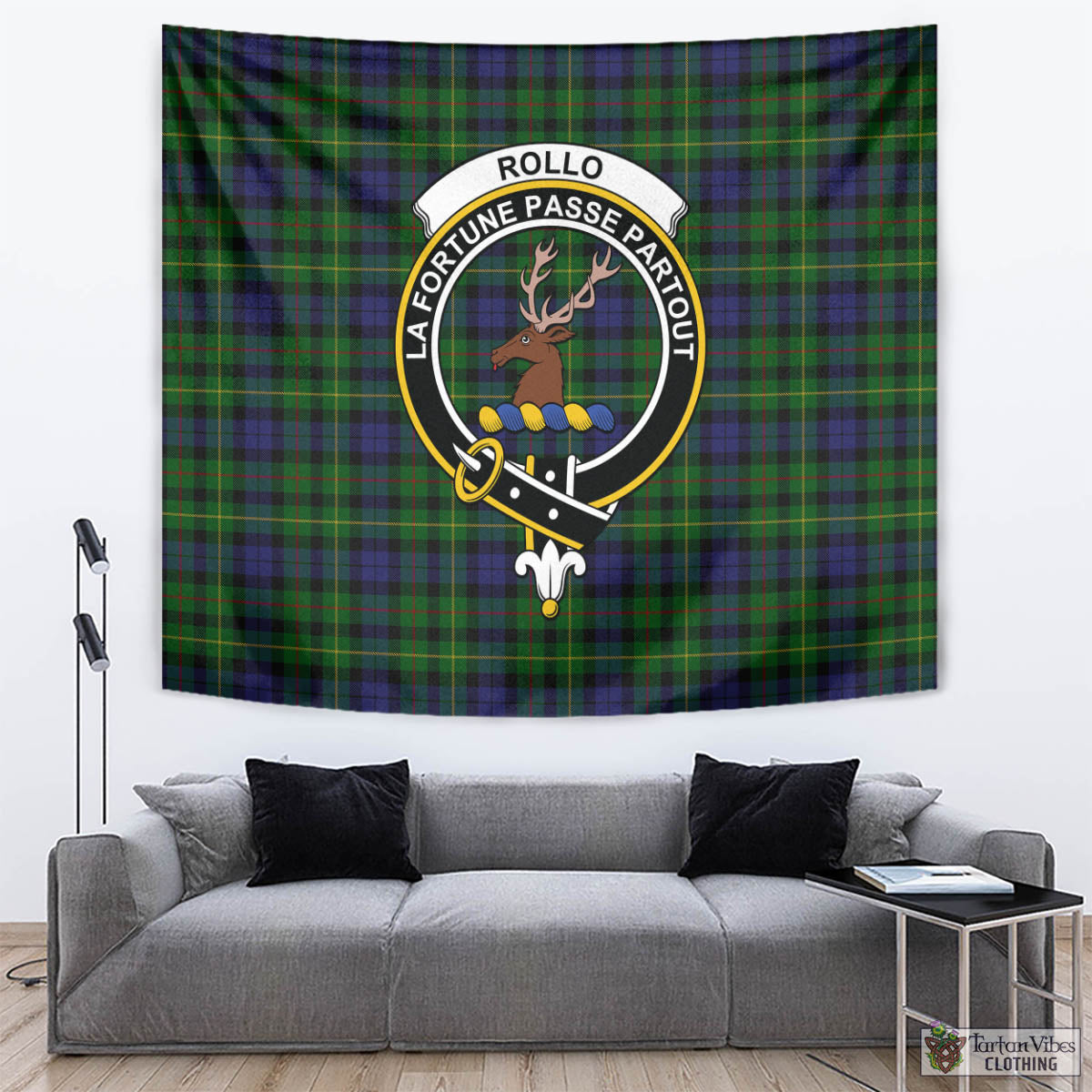 Rollo Tartan Tapestry Wall Hanging and Home Decor for Room with Family Crest - Tartan Vibes Clothing