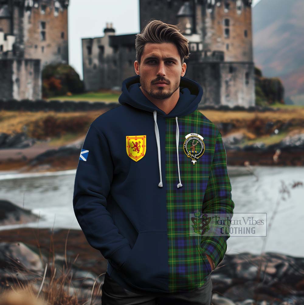 Rollo Tartan Cotton Hoodie Alba with Scottish Lion Royal Arm Half Style - Tartan Vibes Clothing