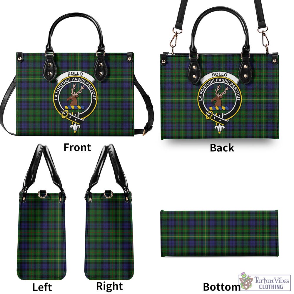 Tartan Vibes Clothing Rollo Tartan Luxury Leather Handbags with Family Crest