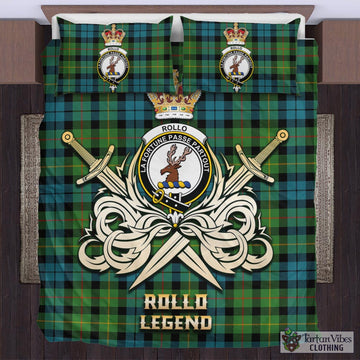Rollo Ancient Tartan Bedding Set with Clan Crest and the Golden Sword of Courageous Legacy