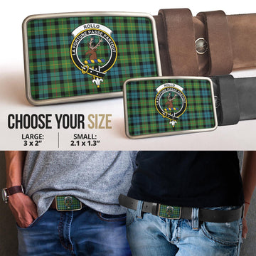 Rollo Ancient Tartan Belt Buckles with Family Crest