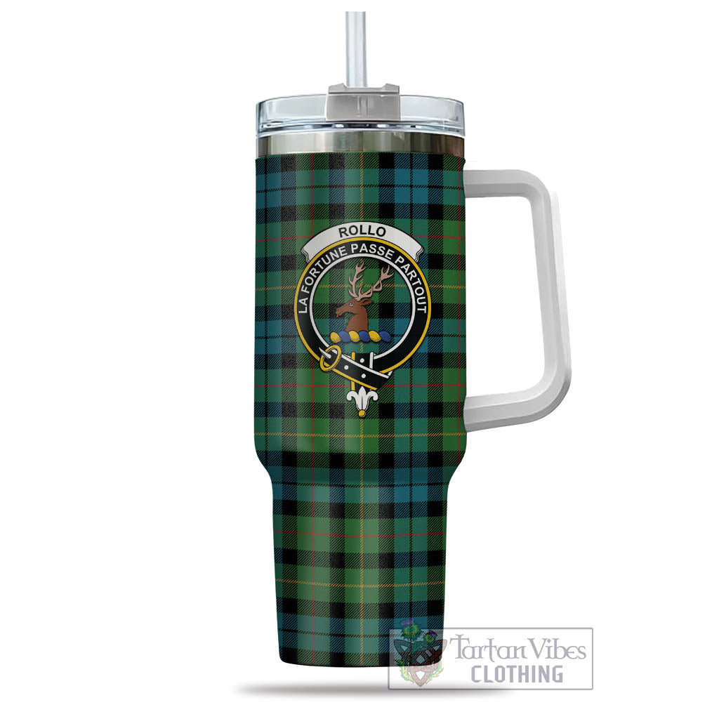 Tartan Vibes Clothing Rollo Ancient Tartan and Family Crest Tumbler with Handle