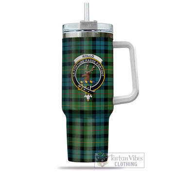 Rollo Ancient Tartan and Family Crest Tumbler with Handle