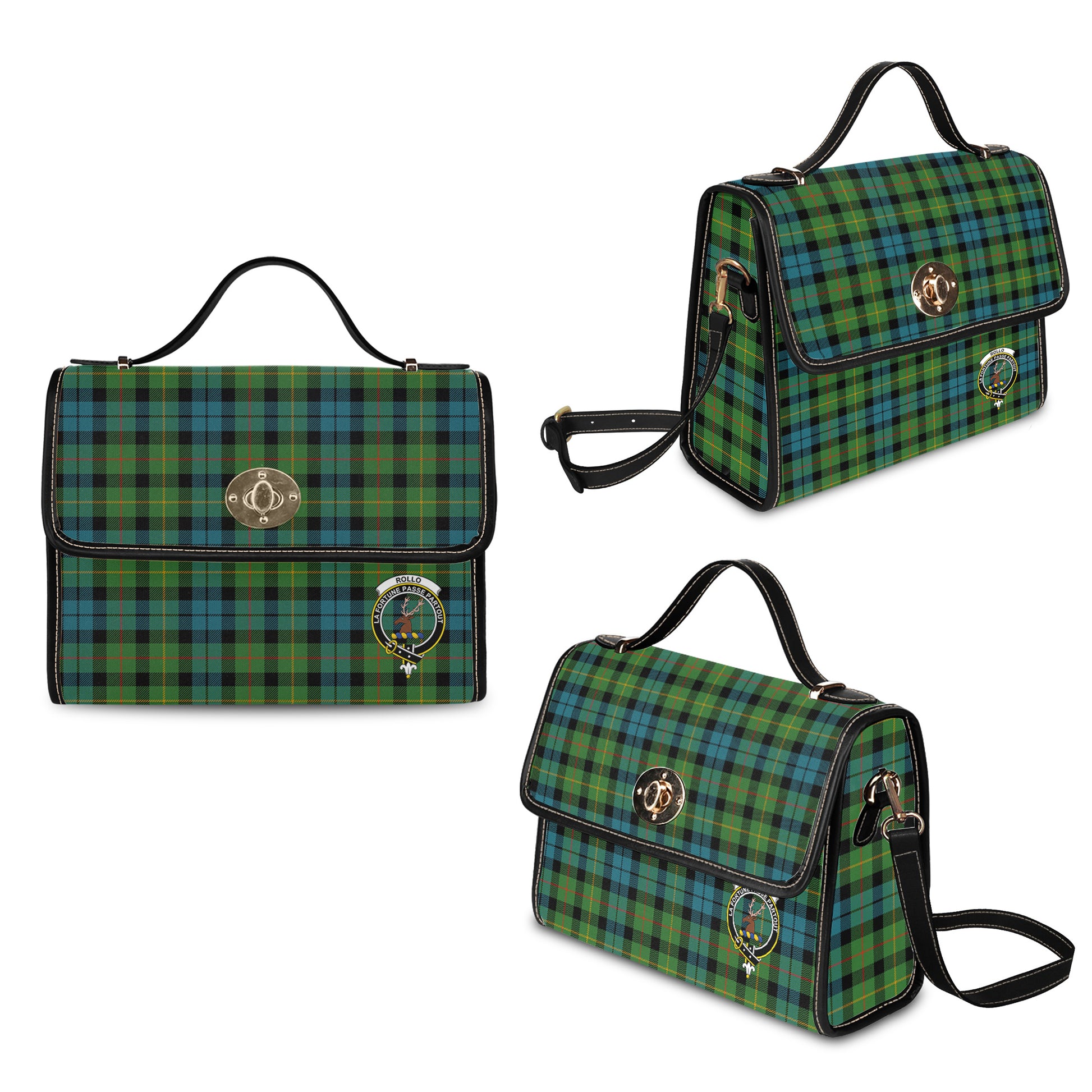 rollo-ancient-tartan-leather-strap-waterproof-canvas-bag-with-family-crest
