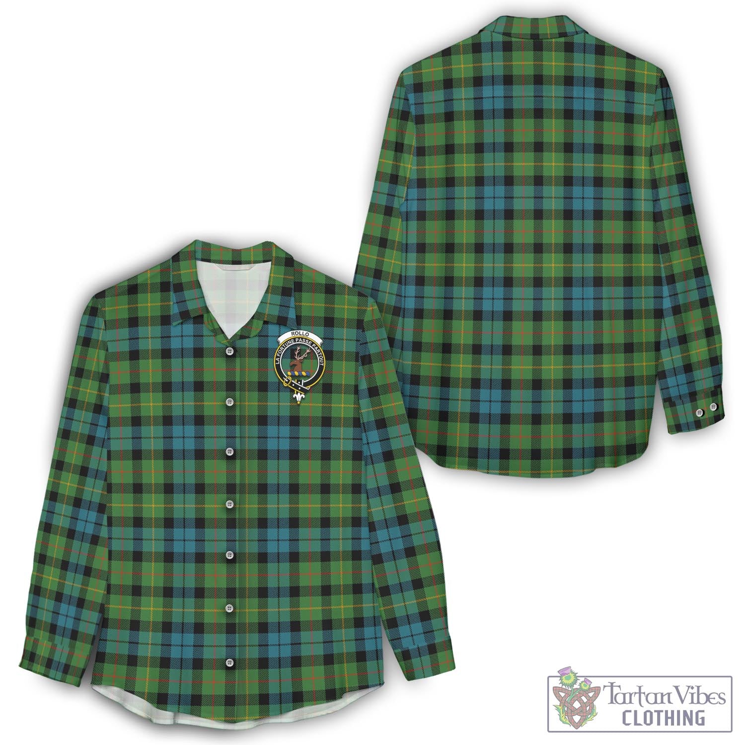 Tartan Vibes Clothing Rollo Ancient Tartan Womens Casual Shirt with Family Crest