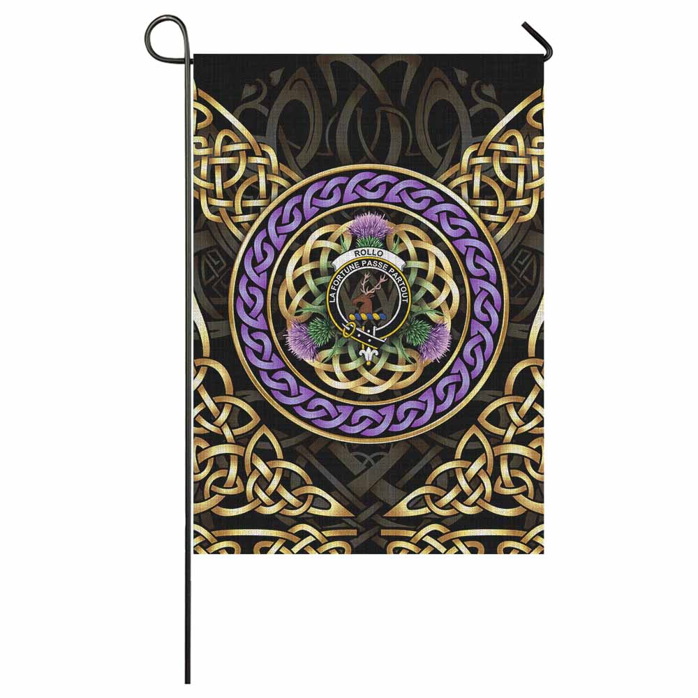 Rollo Clan Crest Garden Flag Celtic Scottish Thistle
