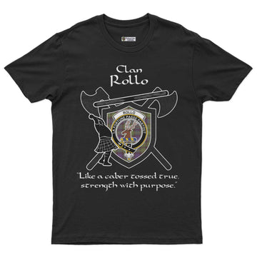 Rollo Clan Crest Highland Game T Shirt Strength With Purpose Style - Tartan Vibes Clothing