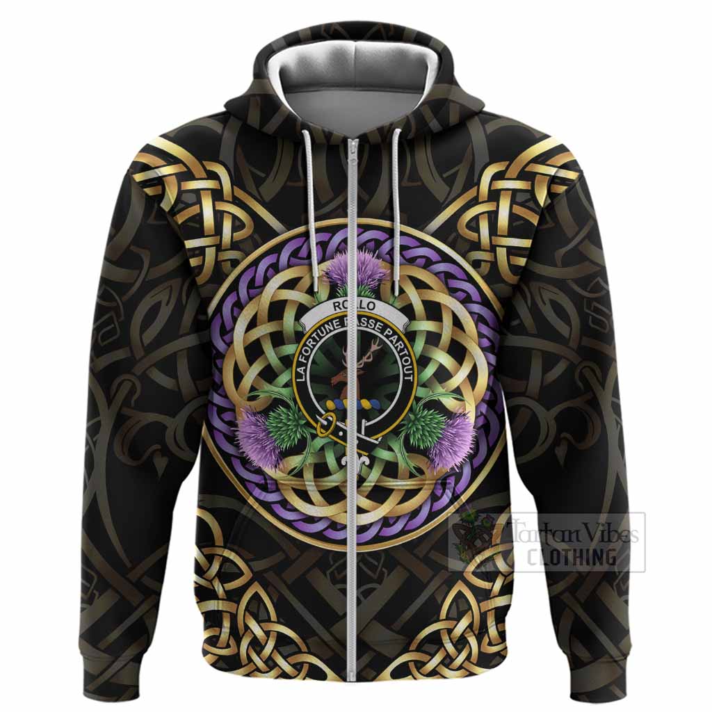 Rollo Clan Crest Hoodie Celtic Scottish Thistle Zip Hoodie - Tartan Vibes Clothing