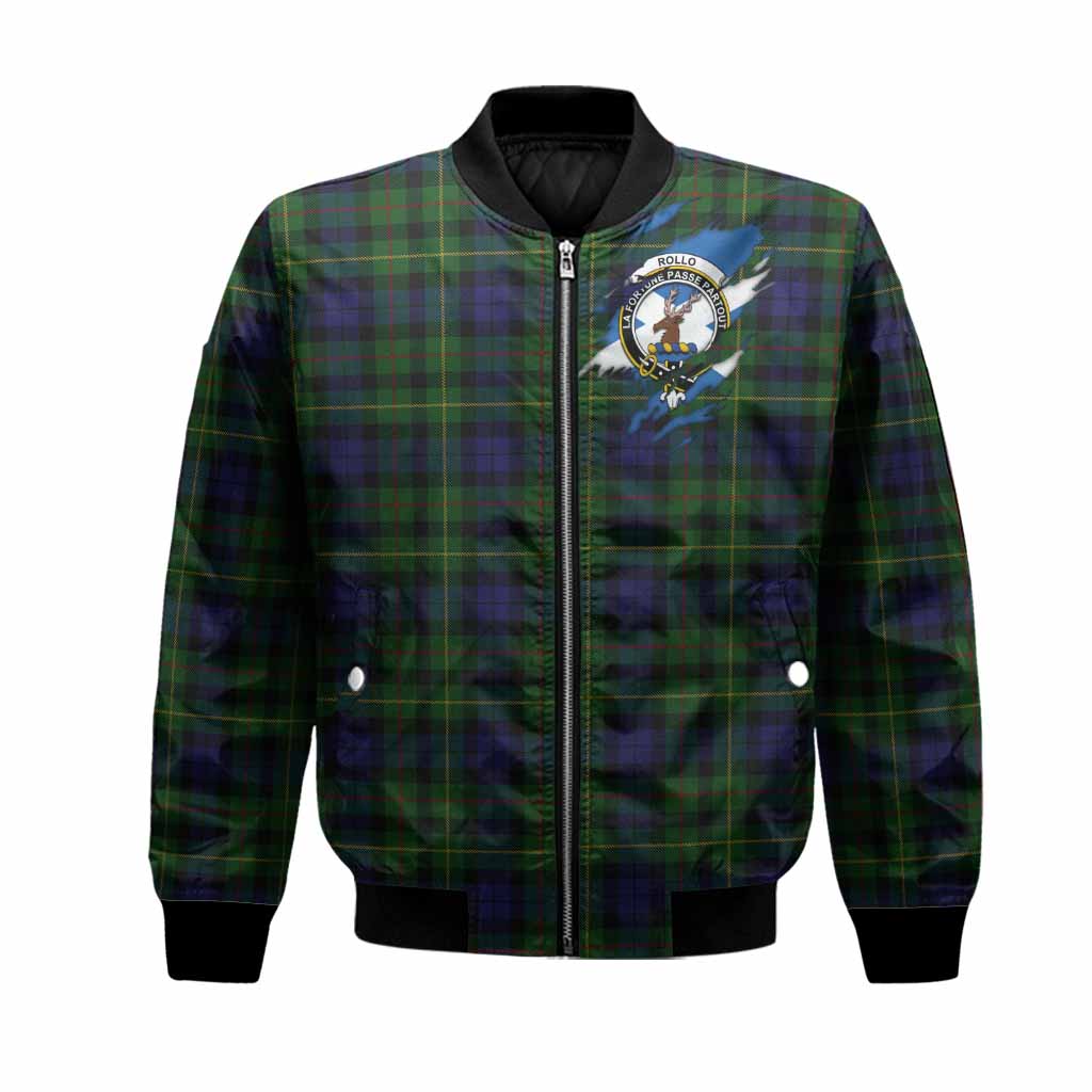 Rollo Clan Crest In Me Tartan Bomber Jacket Scotland Flag Style